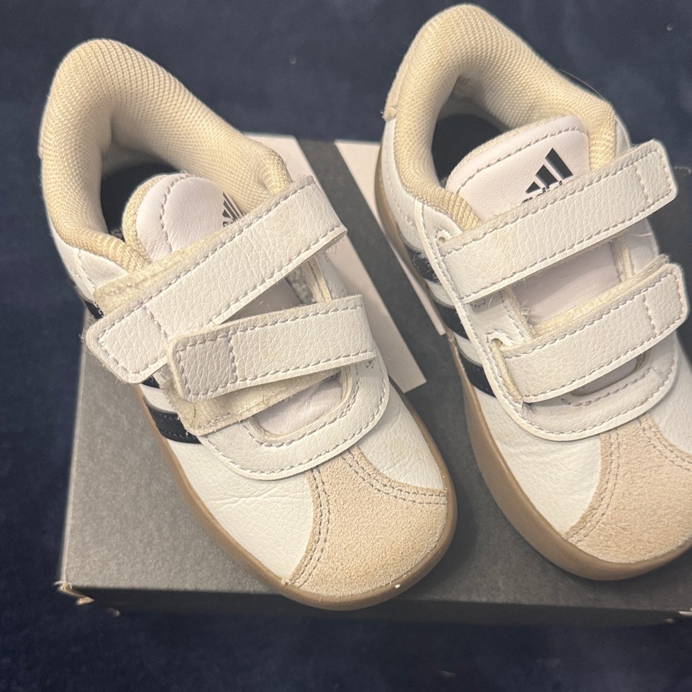 Adidas Kids' White and Tan Sneakers
